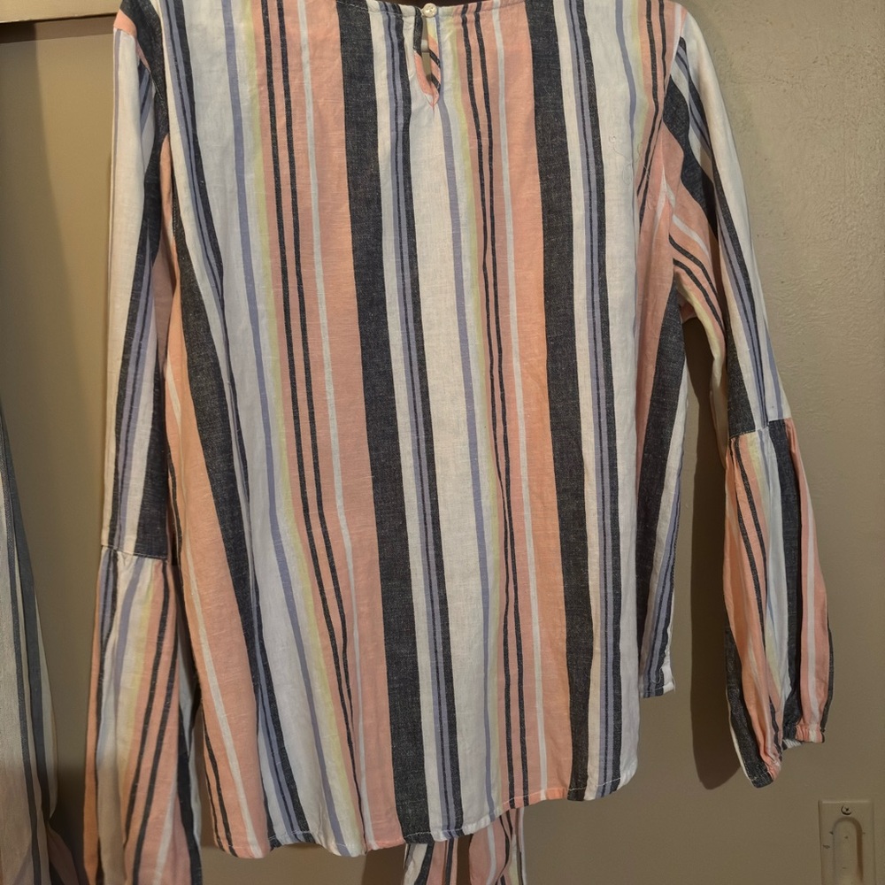 Striped Two-Piece Set with Ruffle Skirt Linen - Picture 5 of 10